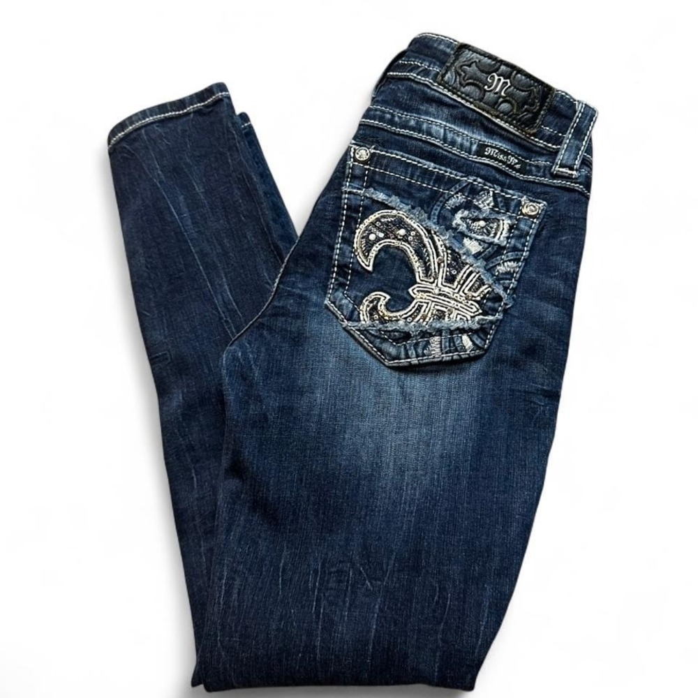 Miss Me signature ankle skinny embellished denim jeans size 26